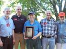 (L-R) ARRL Dakota Division Director Greg Widin, KØGW; ARRL International Affairs Vice President Jay Bellows, KØQB; Mike Sigelman, KØBUD; Tod Olson KØTO, and Howard Mark, K3HM (Michael Miller, NØNY, photo).